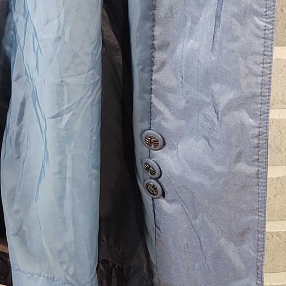 British Mist Full Length Light Blue Vintage Spring Rain Trench Coat Women's 3/4 - Picture 13 of 16